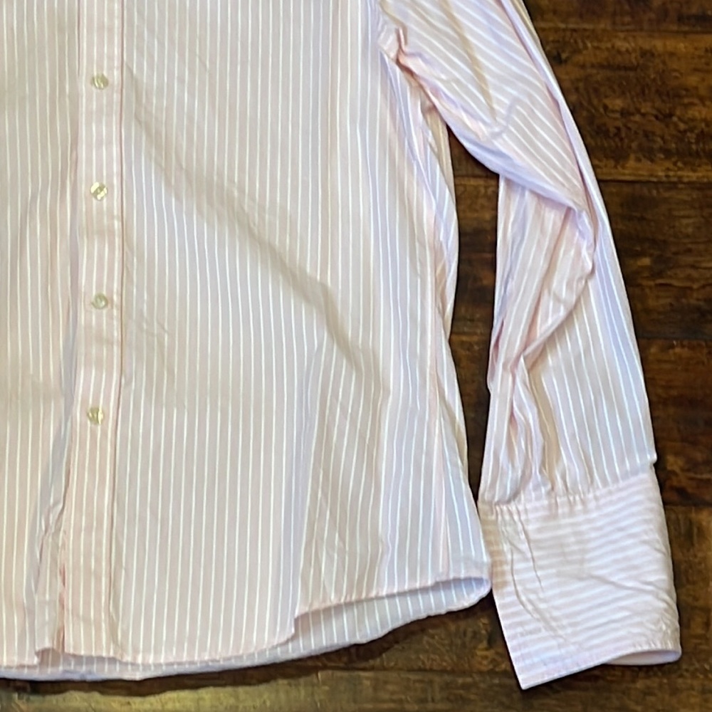 CHARLES TYRWHITT MENS PINK/WHITE PINSTRIPE SHIRT 15.5/35 FRENCH CUFF - Picture 3 of 4